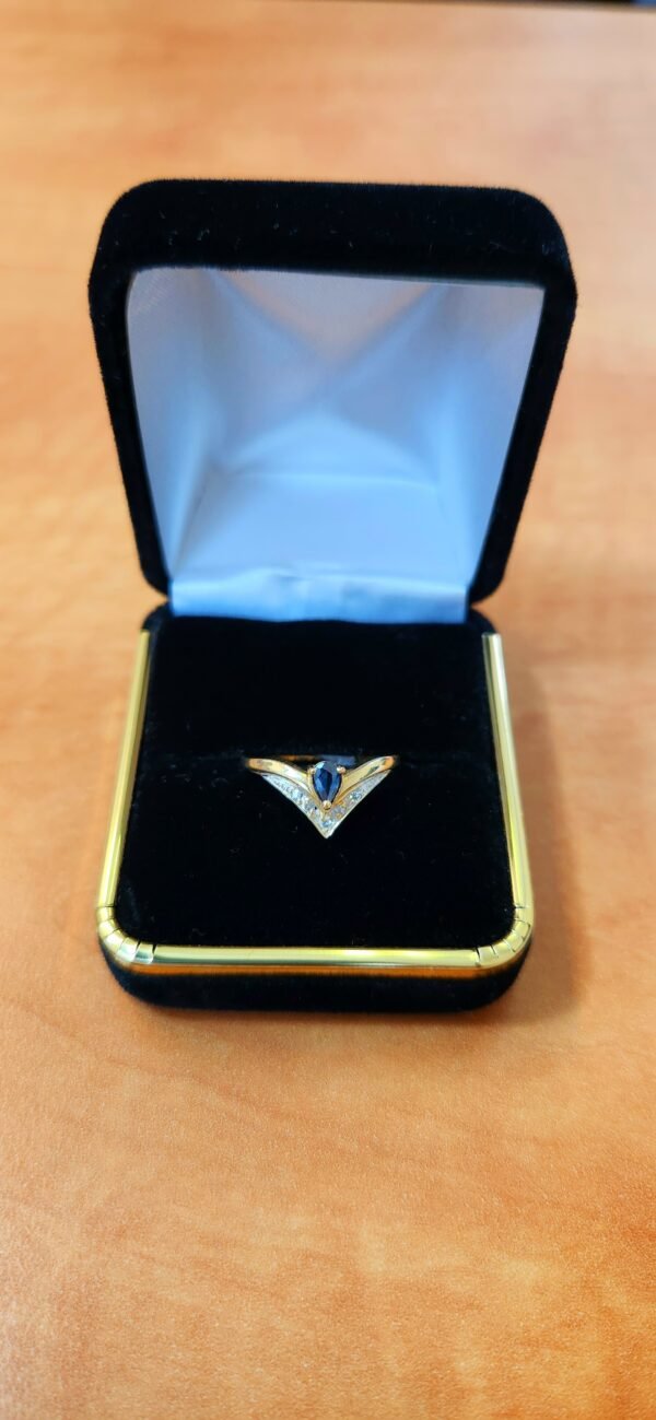 10K Yellow Gold Sapphire Tiara Diamond Ring - Image 2