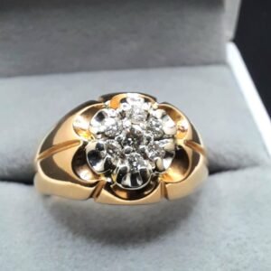 Belcher Set Diamond Cluster Chunky Ring