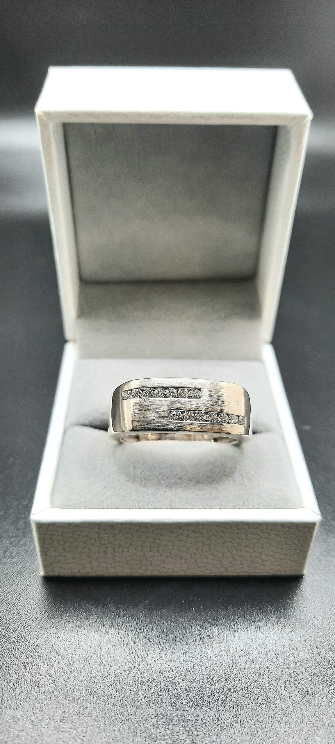 Modern Geometric Channel-Set Diamond Band Ring - Image 3