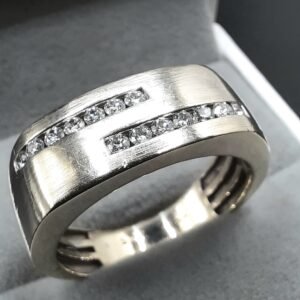 Modern Geometric Channel-Set Diamond Band Ring