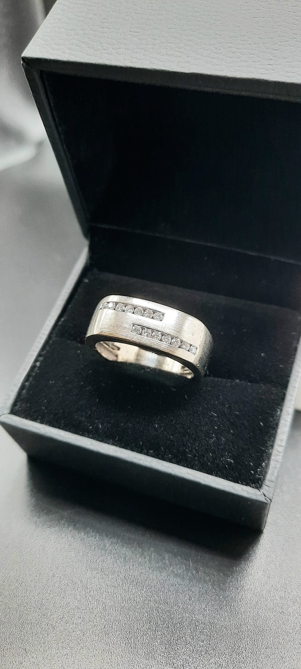 Modern Geometric Channel-Set Diamond Band Ring - Image 4