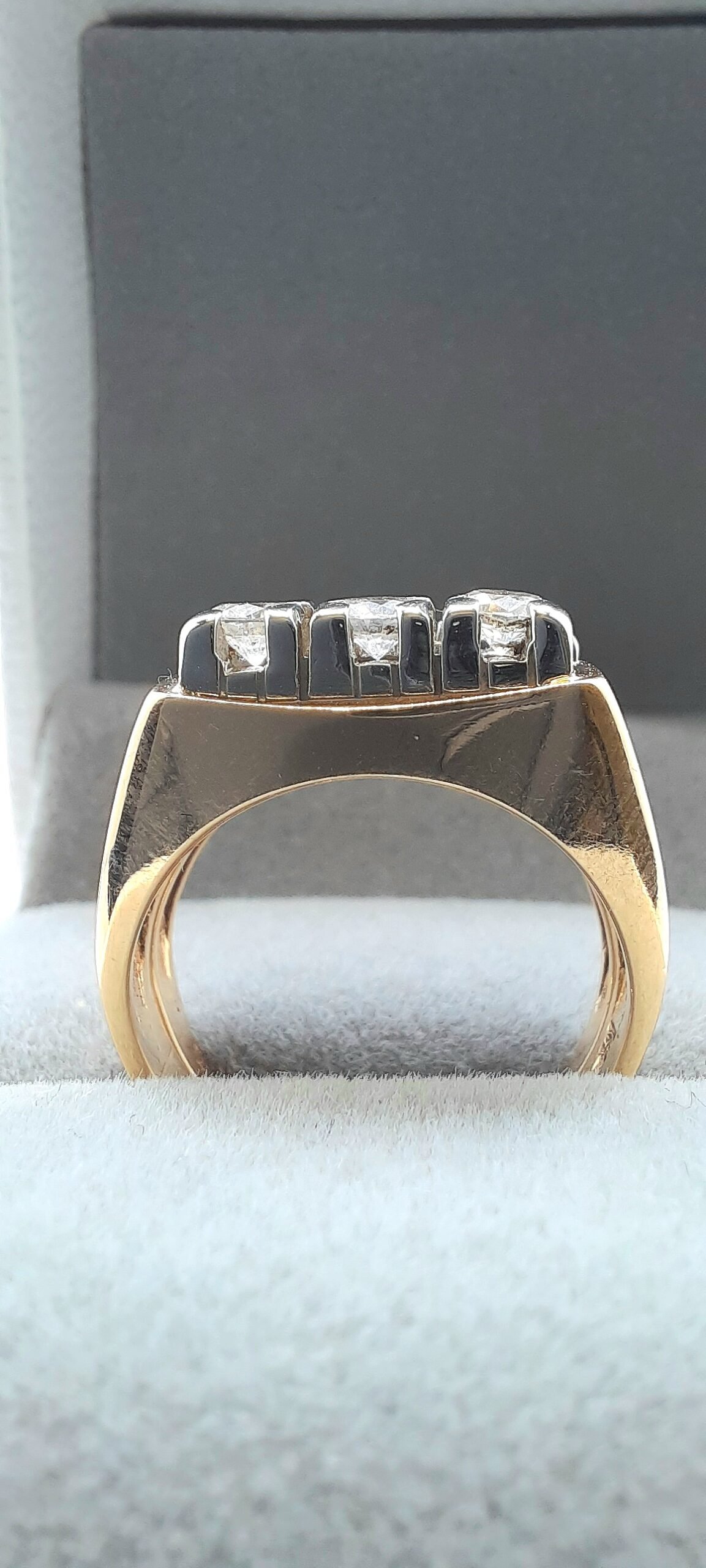 Two Piece Three Stone Diamond Wedding Set with Accents - Image 4