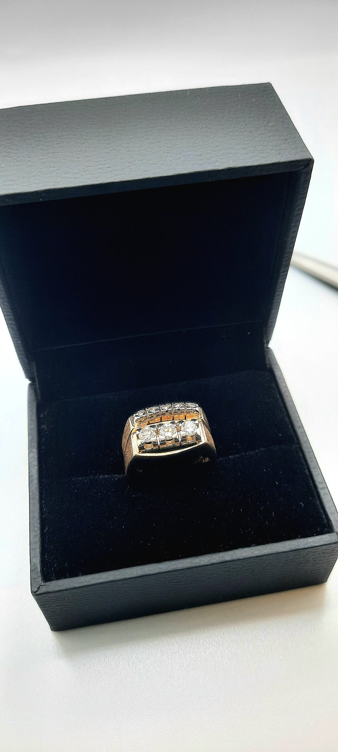 Two Piece Three Stone Diamond Wedding Set with Accents - Image 7