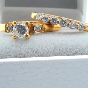 Two Piece Diamond Bridal Set - Fitted Engagement Ring and Matching Band