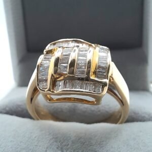 Baguette Diamond Channel-Set Cluster Ring