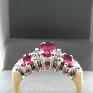 Three Stone Ruby & Diamond Accent Ring