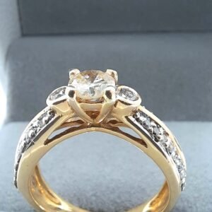 Three Stone Split Shank Pave' Engagement Ring