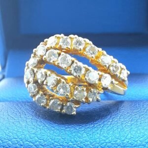 Multi Row Diamond Wave Cluster Ring
