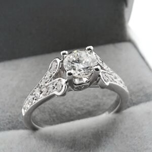 Round Diamond Solitaire Engagement Ring - Inspired by Cartier Ballerine Design