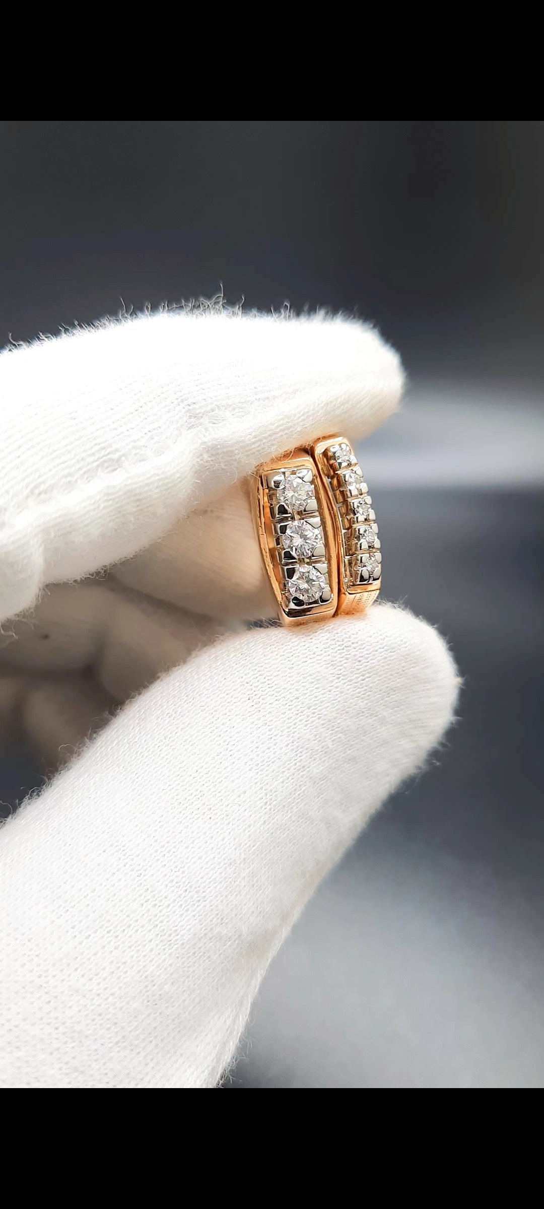 Two Piece Three Stone Diamond Wedding Set with Accents - Image 6