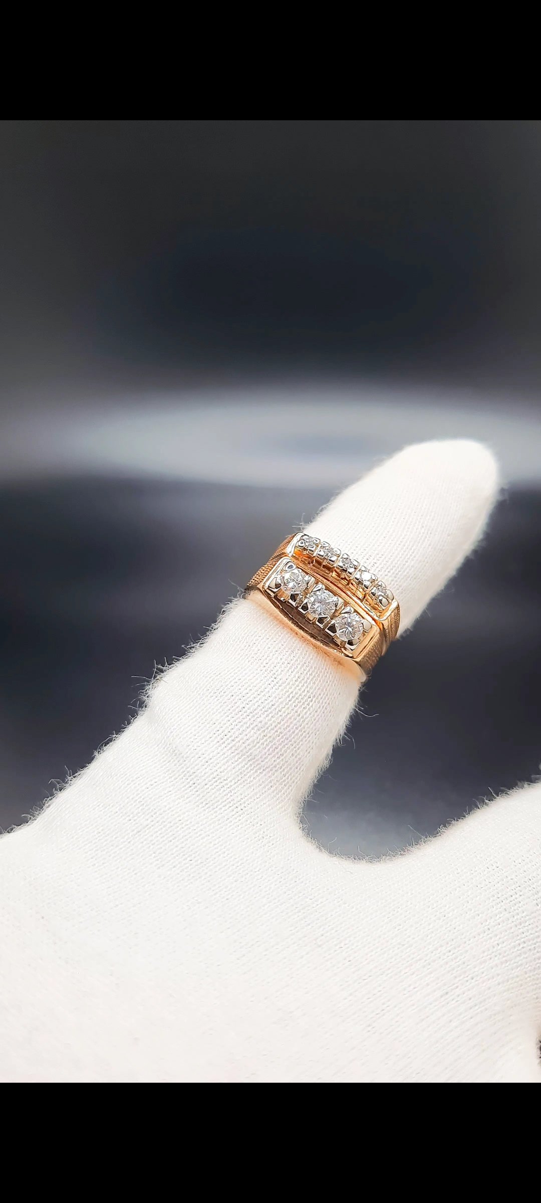 Two Piece Three Stone Diamond Wedding Set with Accents - Image 2