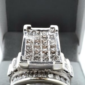 Princess 66-Diamond Rectangle Cluster Bridal Wedding Engagement Ring