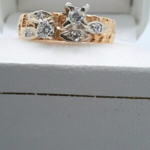 Vintage Art Deco 14K Two-Tone Gold Diamond Cluster Engagement Ring